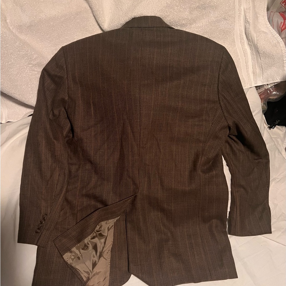 VINTAGE CHAPS/ RALPH LAUREN TAN/ BLACK CHECK MENS SPORT COAT - Picture 3 of 9